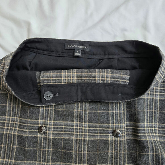 Banana Republic Y2K Preppy Academia Wool Blend Plaid Button Front Wrap Skirt 8 - Picture 8 of 12